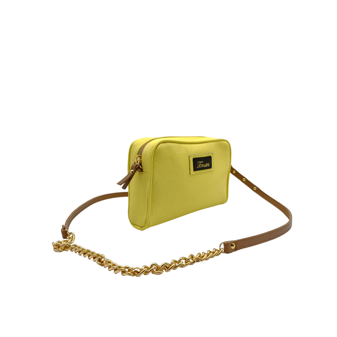 Borsa in pelle NINA lime tracolla con catena – Tomassini
