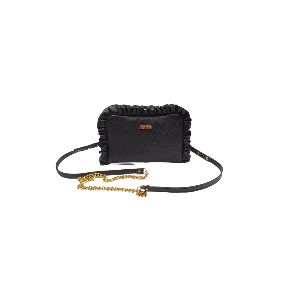 Borsa in pelle NINA nero con frappe