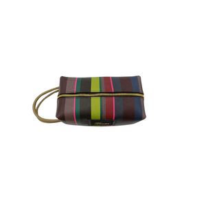 Beauty Case in pelle a righe multicolor