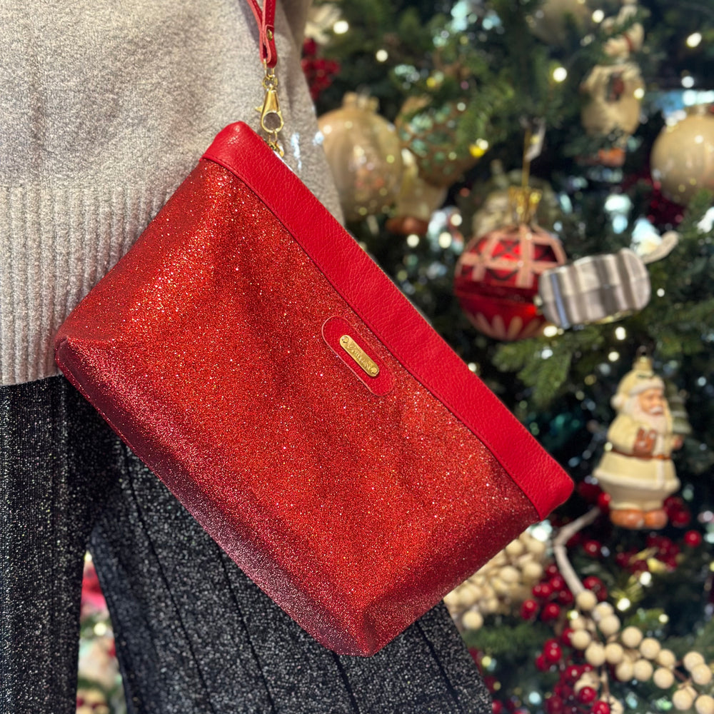 
                      
                        Pochette in tessuto ELLY rosso lurex
                      
                    