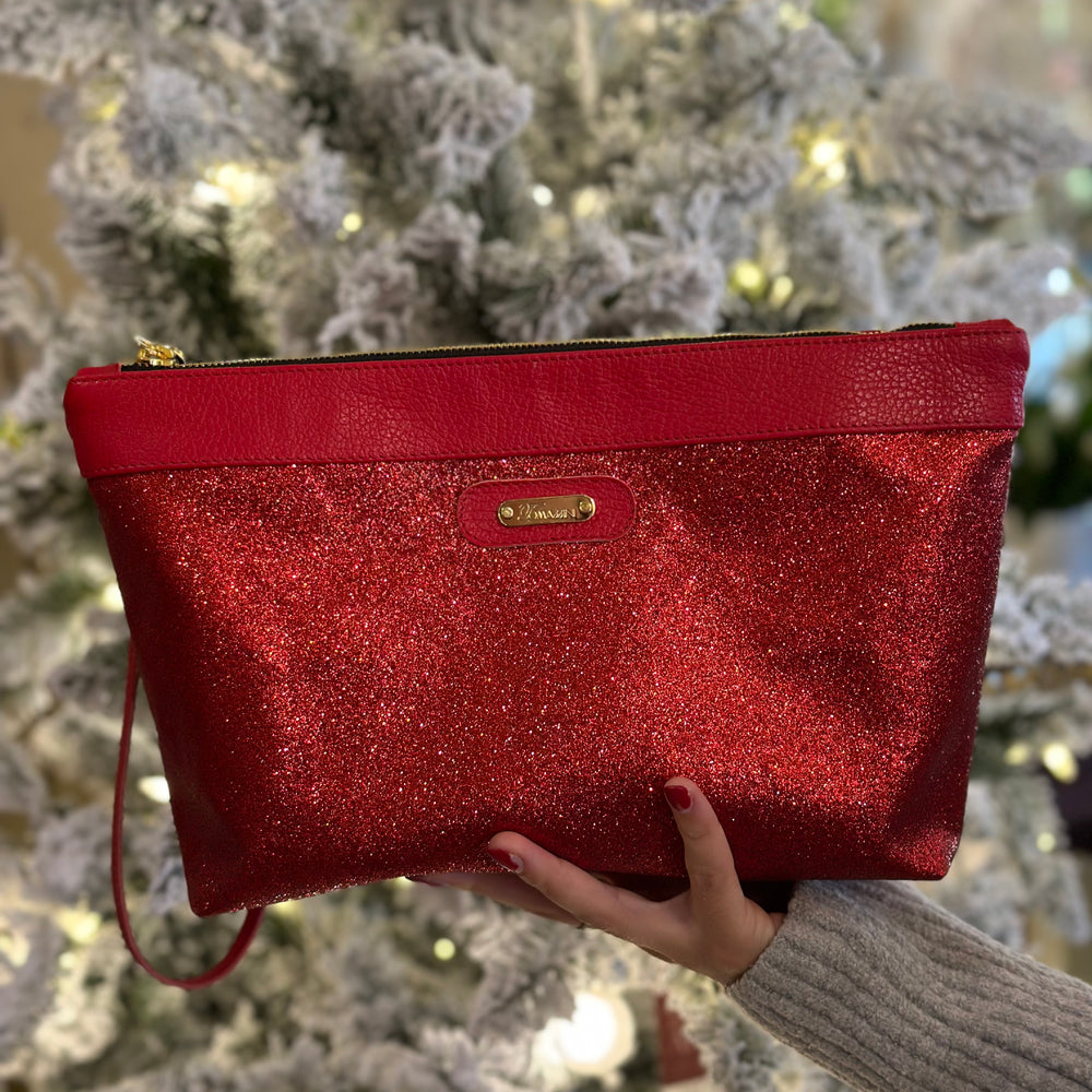 
                      
                        Pochette in tessuto ELLY rosso lurex
                      
                    