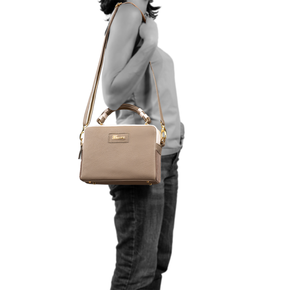 Borsa in pelle GRACE Taupe