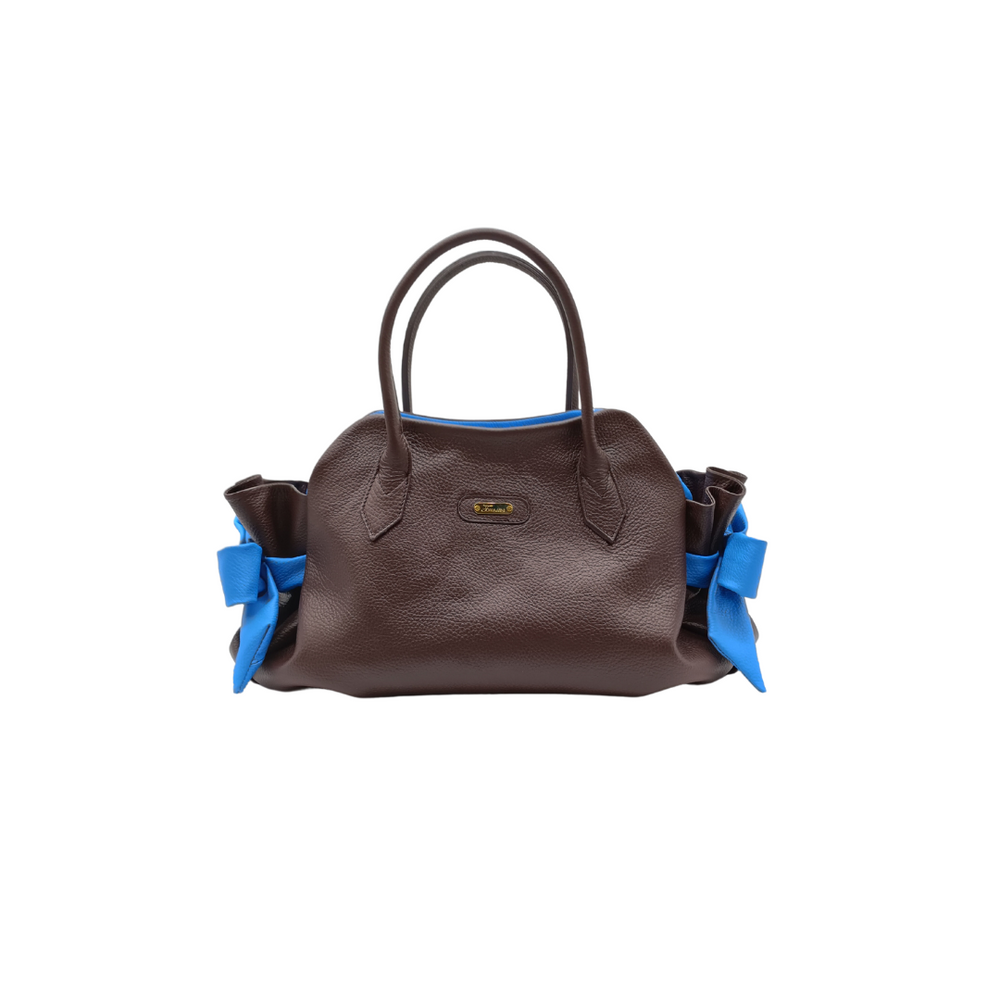 Borsa in pelle CHICCA moka e bluette