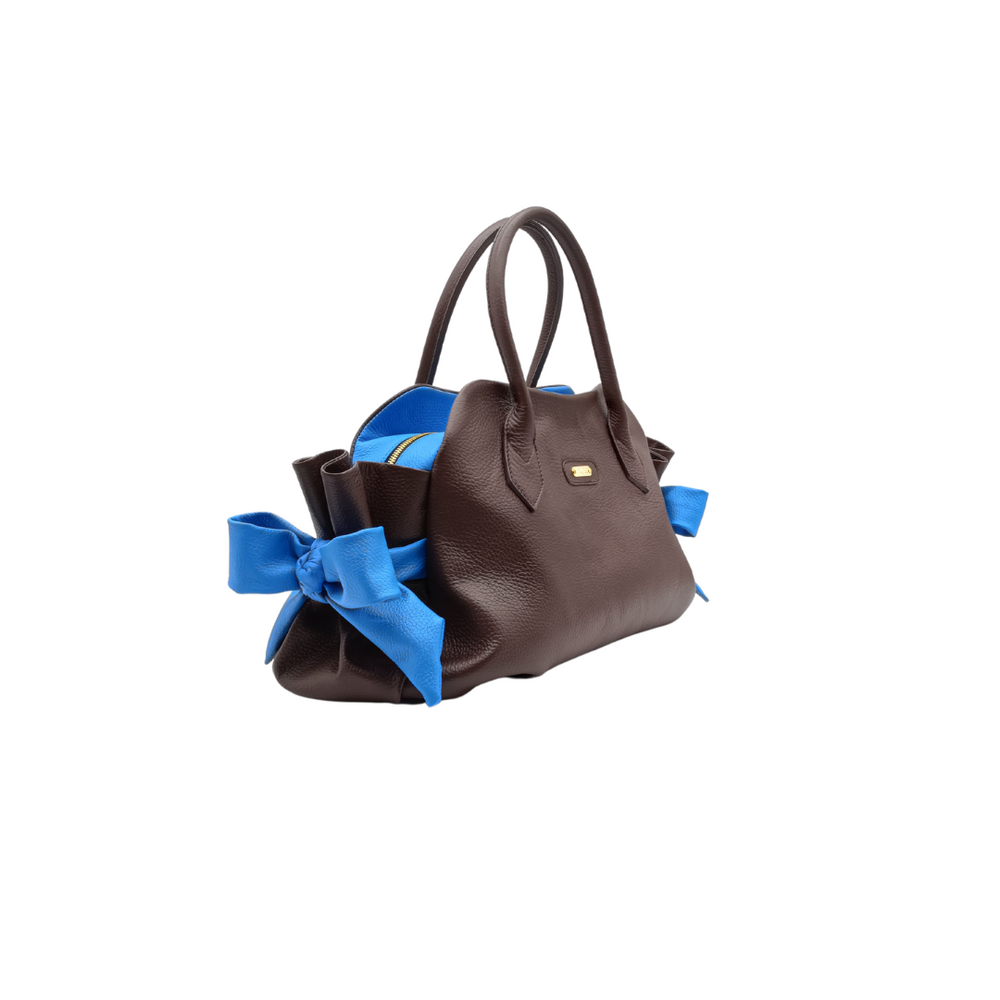 
                      
                        Borsa in pelle CHICCA moka e bluette
                      
                    