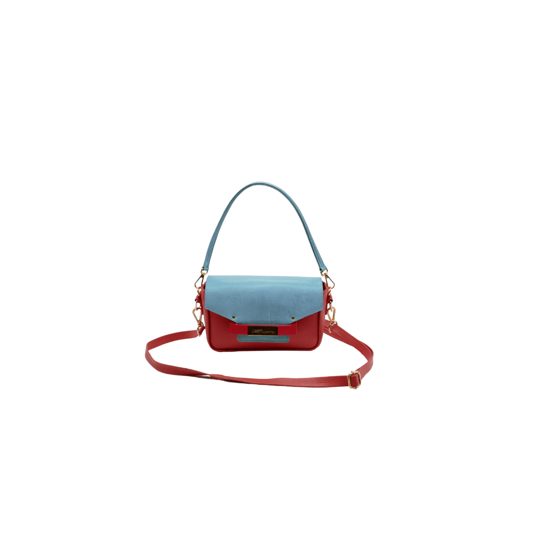 Borsa in pelle KARON Turquoise orange