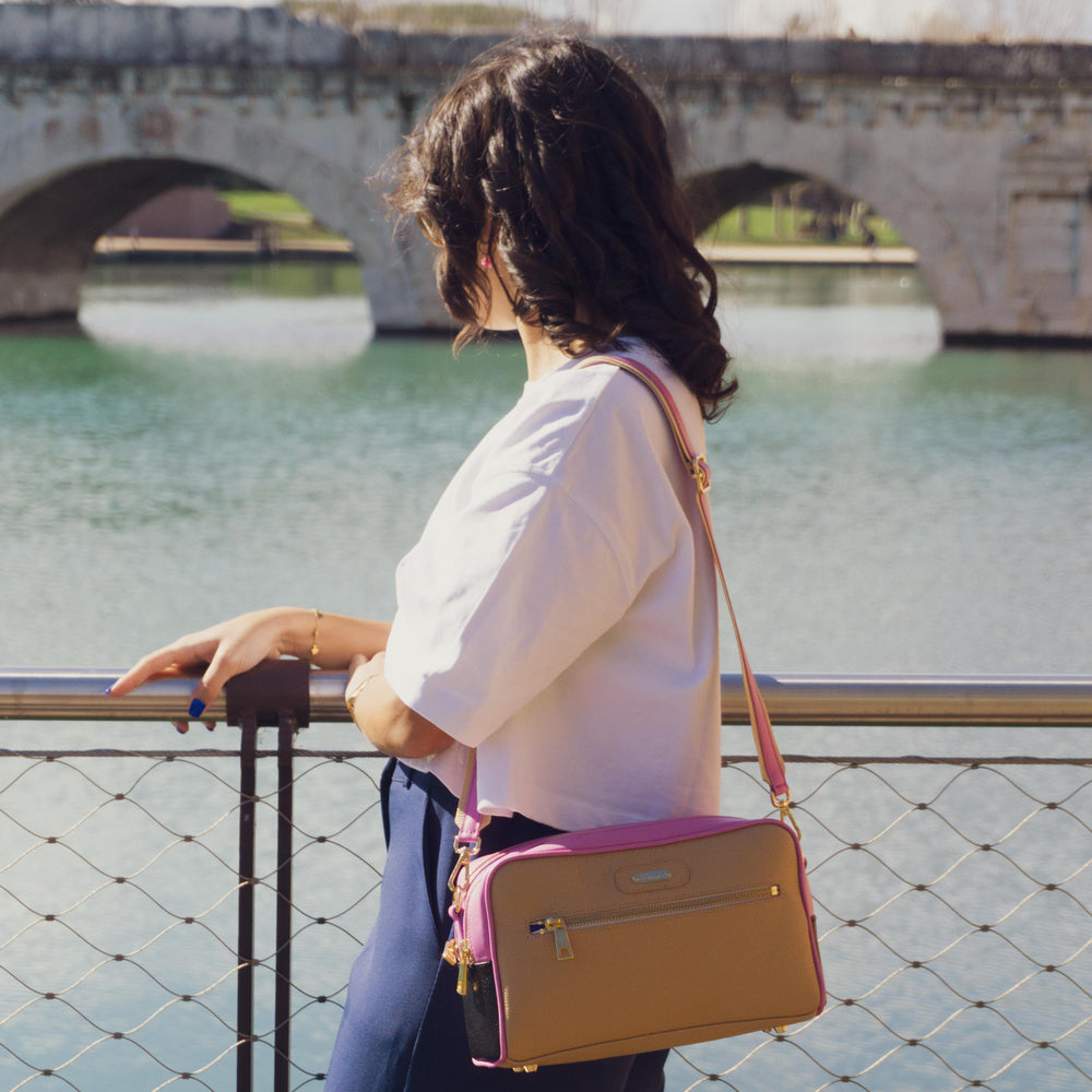 Borsa in pelle LETIZIA malva cream