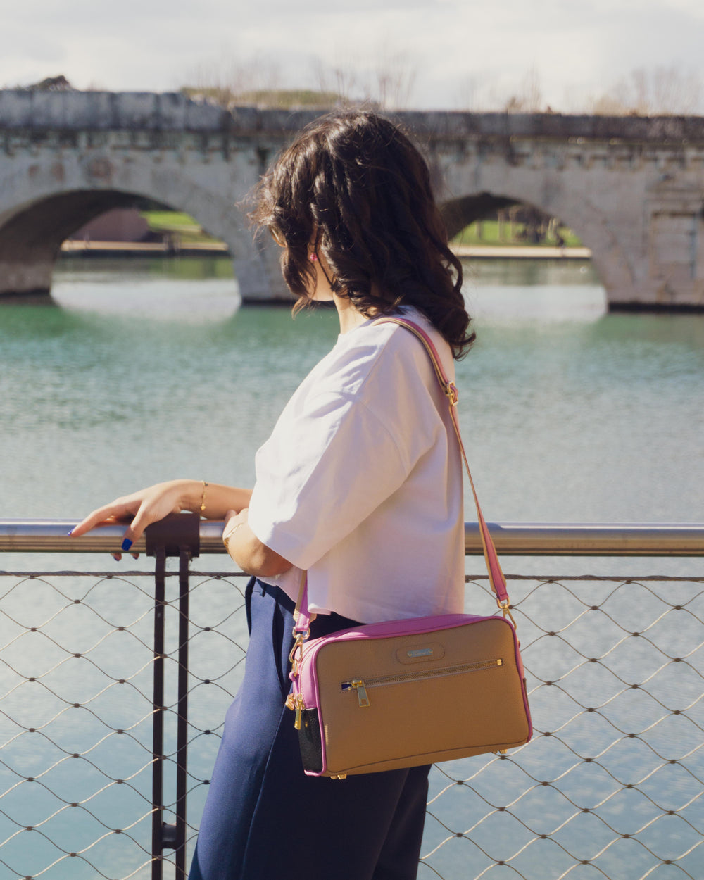 Borsa in pelle LETIZIA malva cream