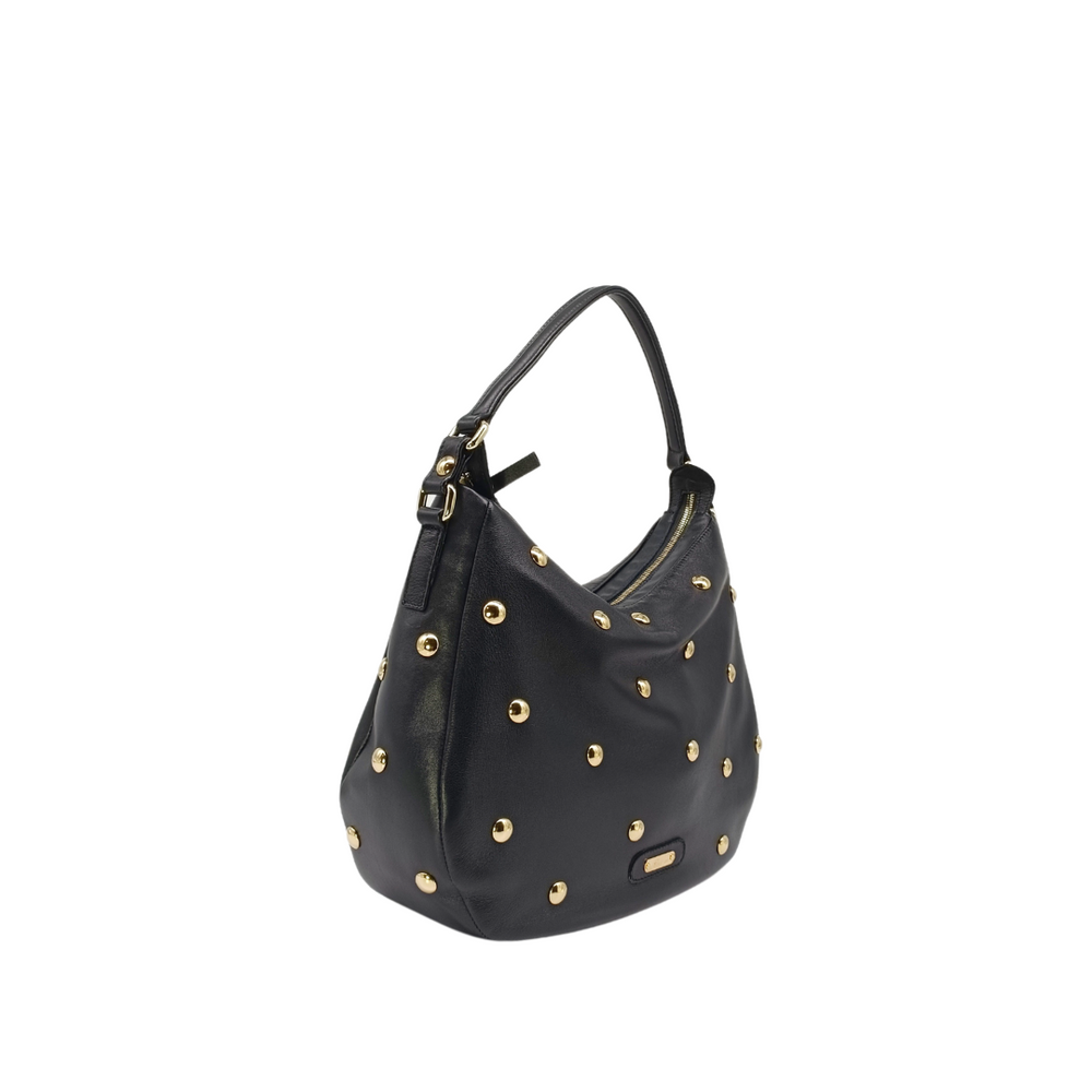 Borsa in pelle ANITA Borchie Nero