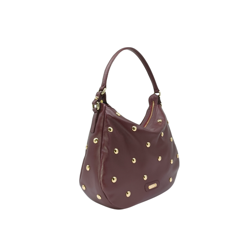 Borsa in pelle ANITA Borchie Bordeaux