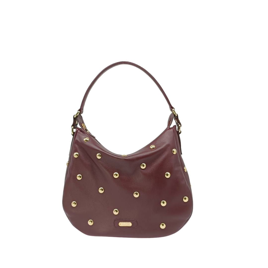 Borsa in pelle ANITA Borchie Bordeaux