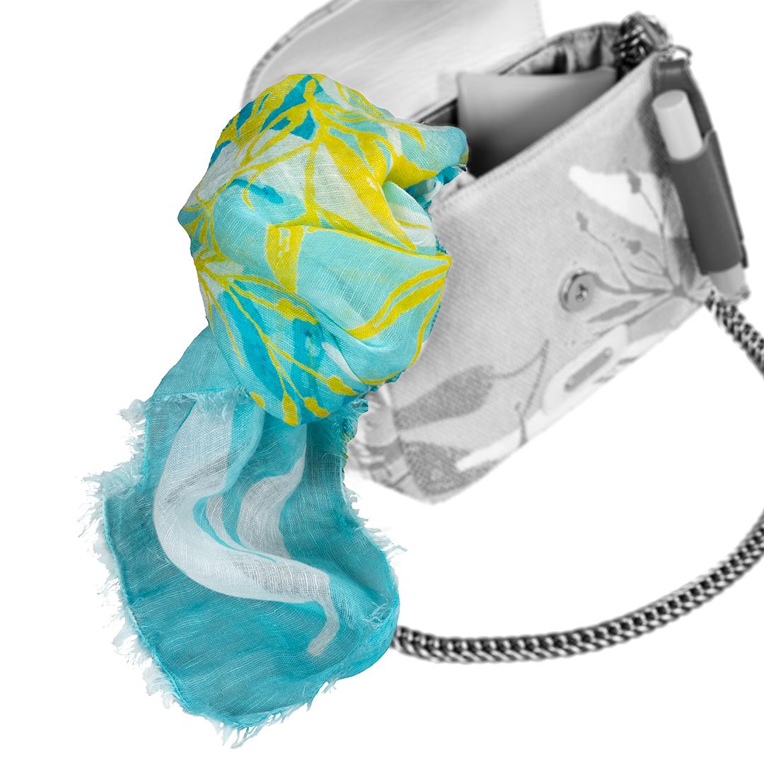 FOULARD stampato a mano cielo