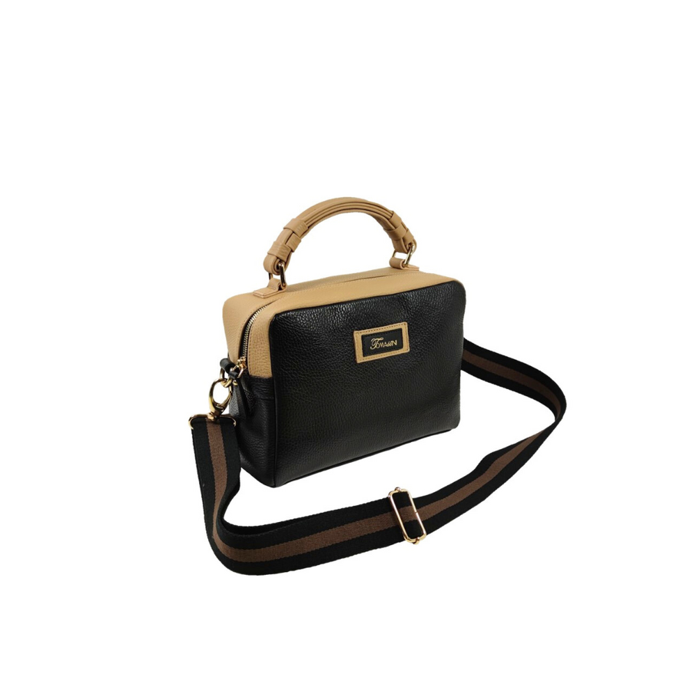 Borsa in pelle GRACE nero e beige