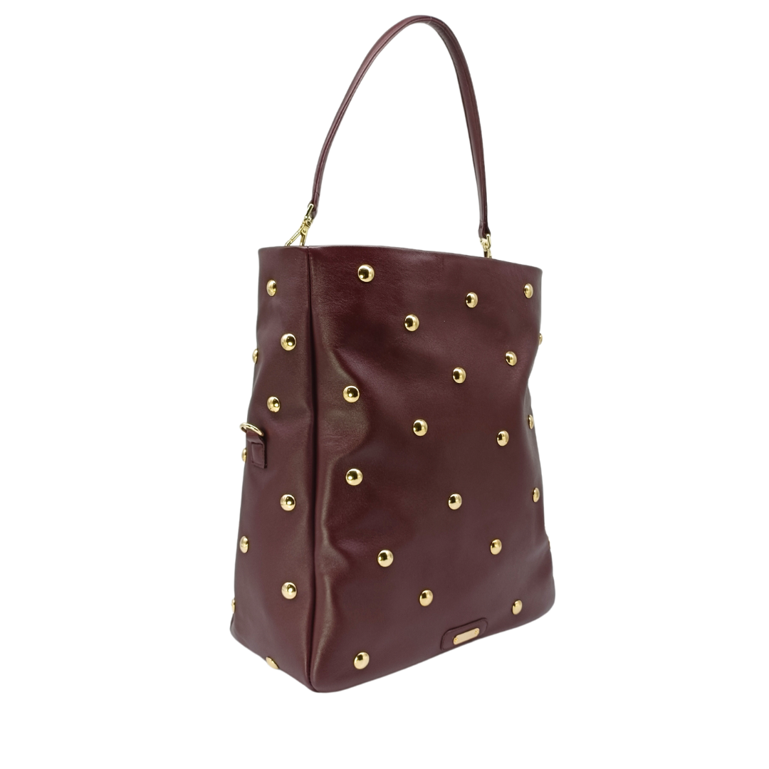 Borsa in pelle LUCREZIA Borchie Bordeaux