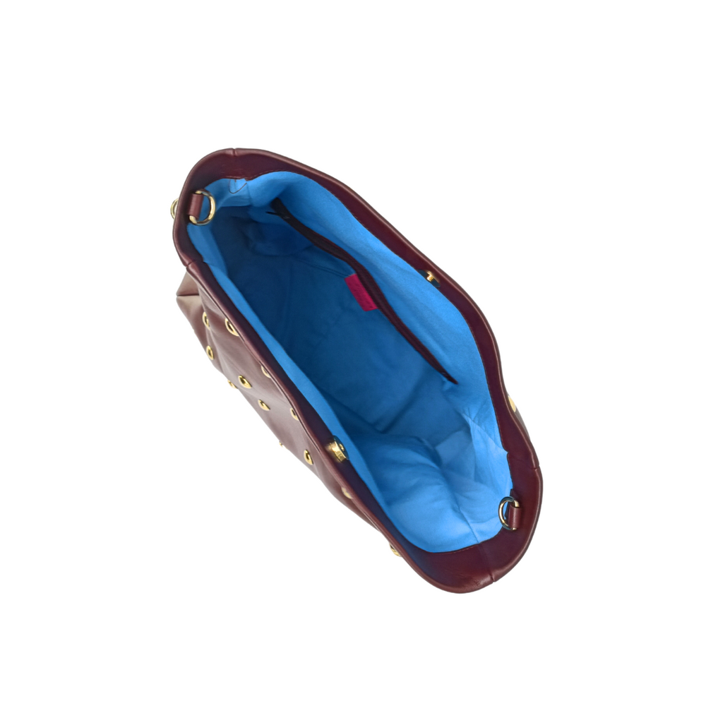 
                      
                        Borsa in pelle LUCREZIA Borchie Bordeaux
                      
                    