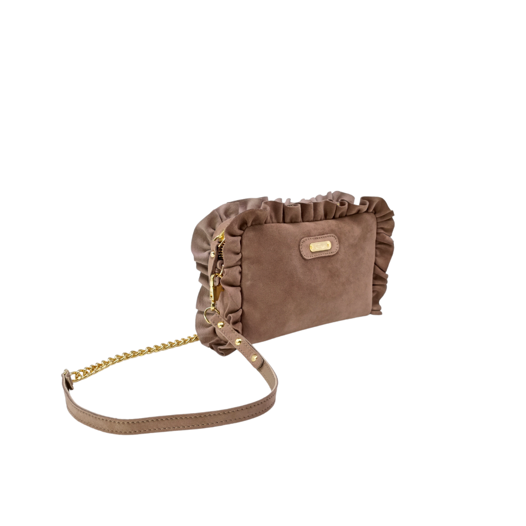 Borsa in pelle NINA con frappe tortora