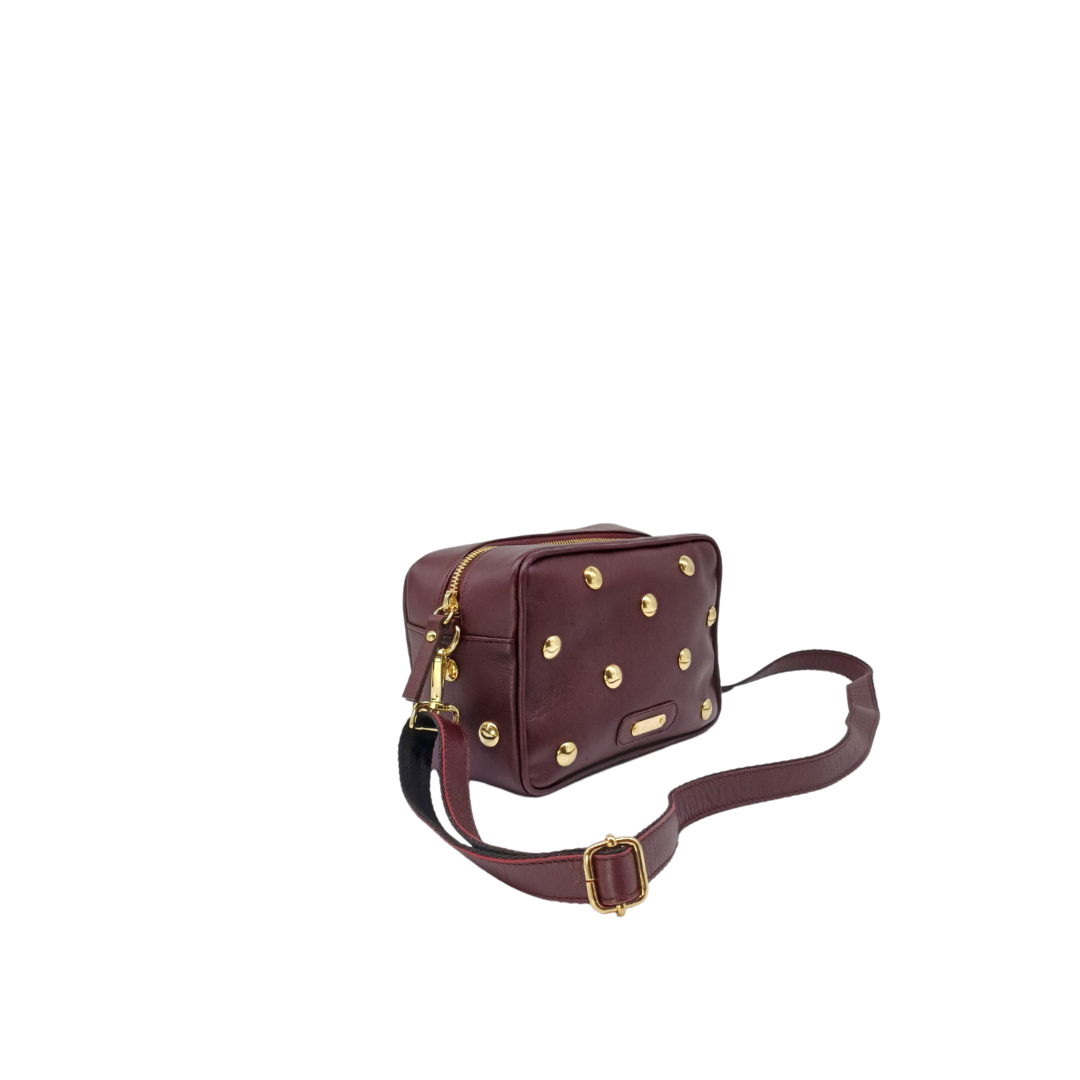 Borsa in pelle TINA Borchie Bordeaux