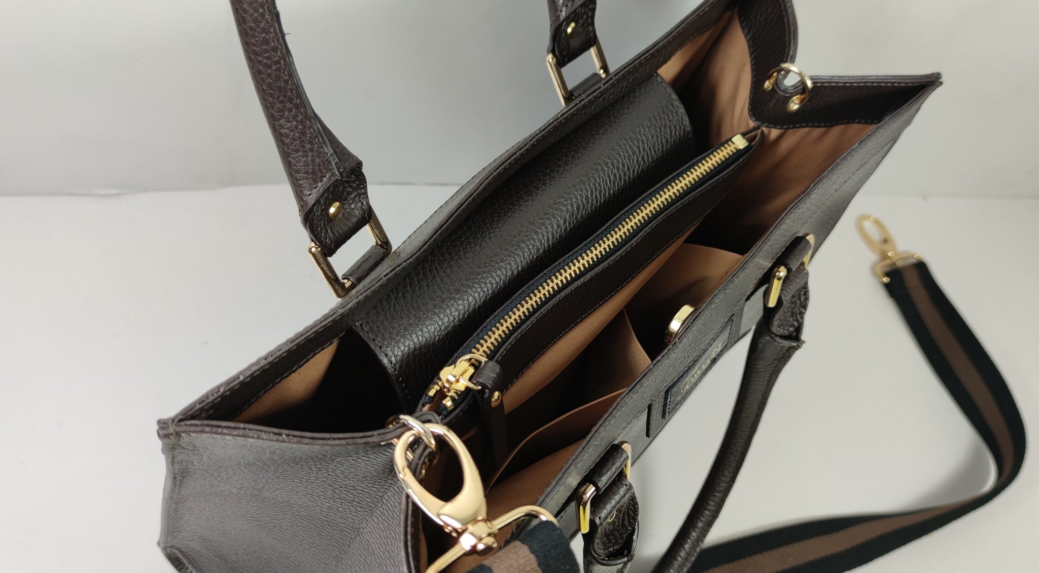 Borsa in pelle FLORA moro