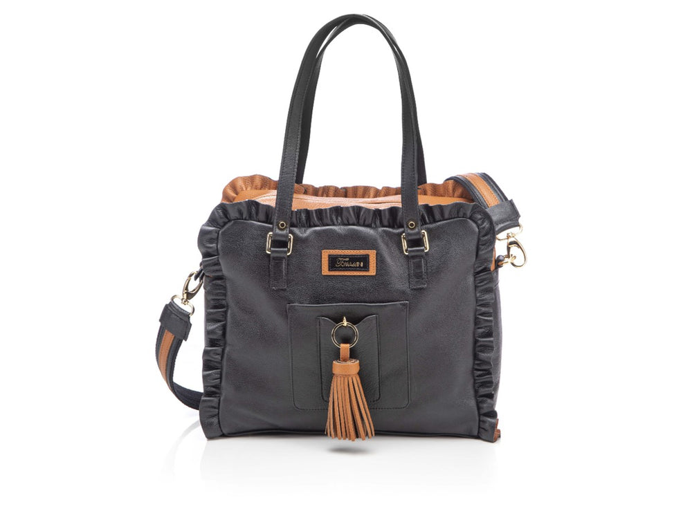 
                      
                        Borsa in pelle MARY con frappe cuoio
                      
                    