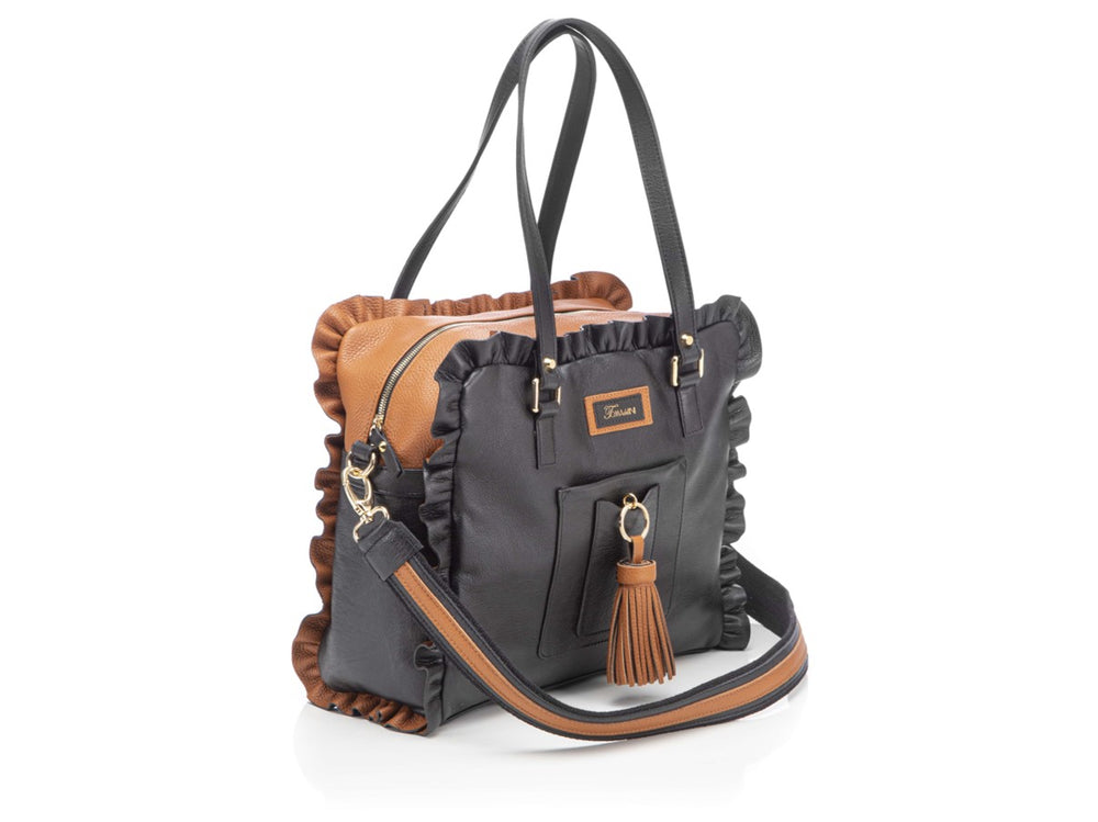 
                      
                        Borsa in pelle MARY con frappe cuoio
                      
                    