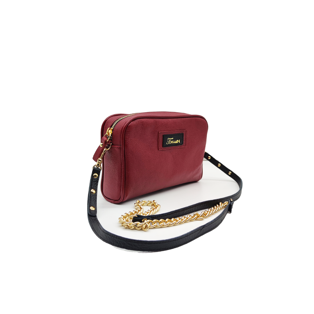 Borsa in pelle NINA magenta tracolla con catena