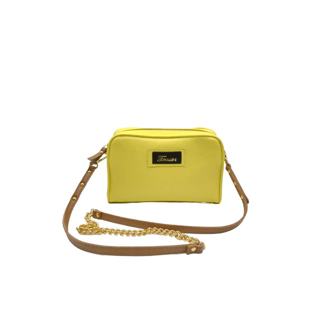 Borsa in pelle NINA lime tracolla con catena