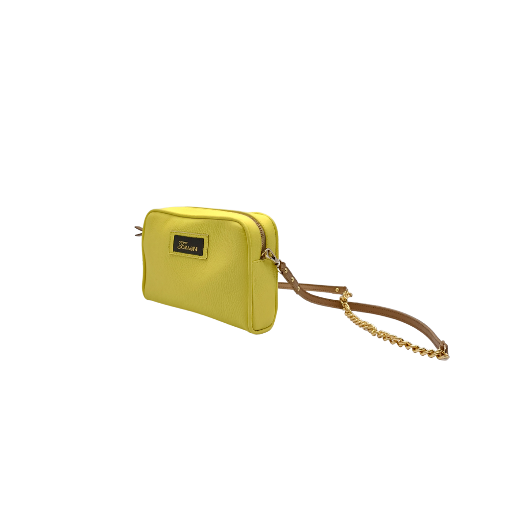 Borsa in pelle NINA lime tracolla con catena