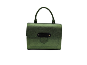 Borsa in pelle DAFNE verde palude lamè