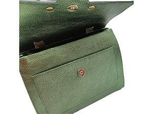 Borsa in pelle DAFNE verde palude lamè