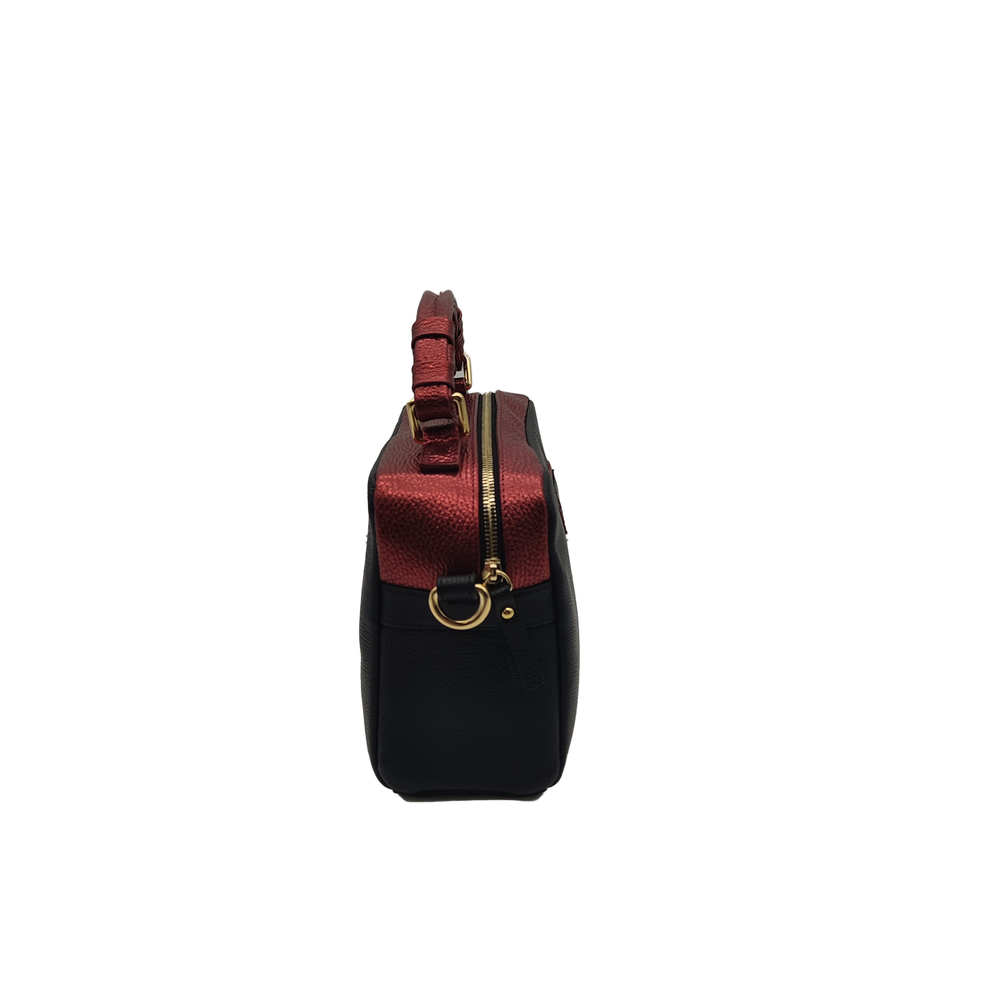 
                      
                        Borsa in pelle GRACE nero e ruggine lamé
                      
                    