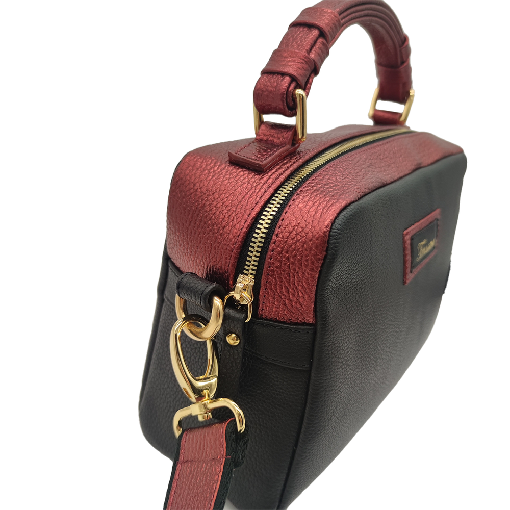 
                      
                        Borsa in pelle GRACE nero e ruggine lamé
                      
                    