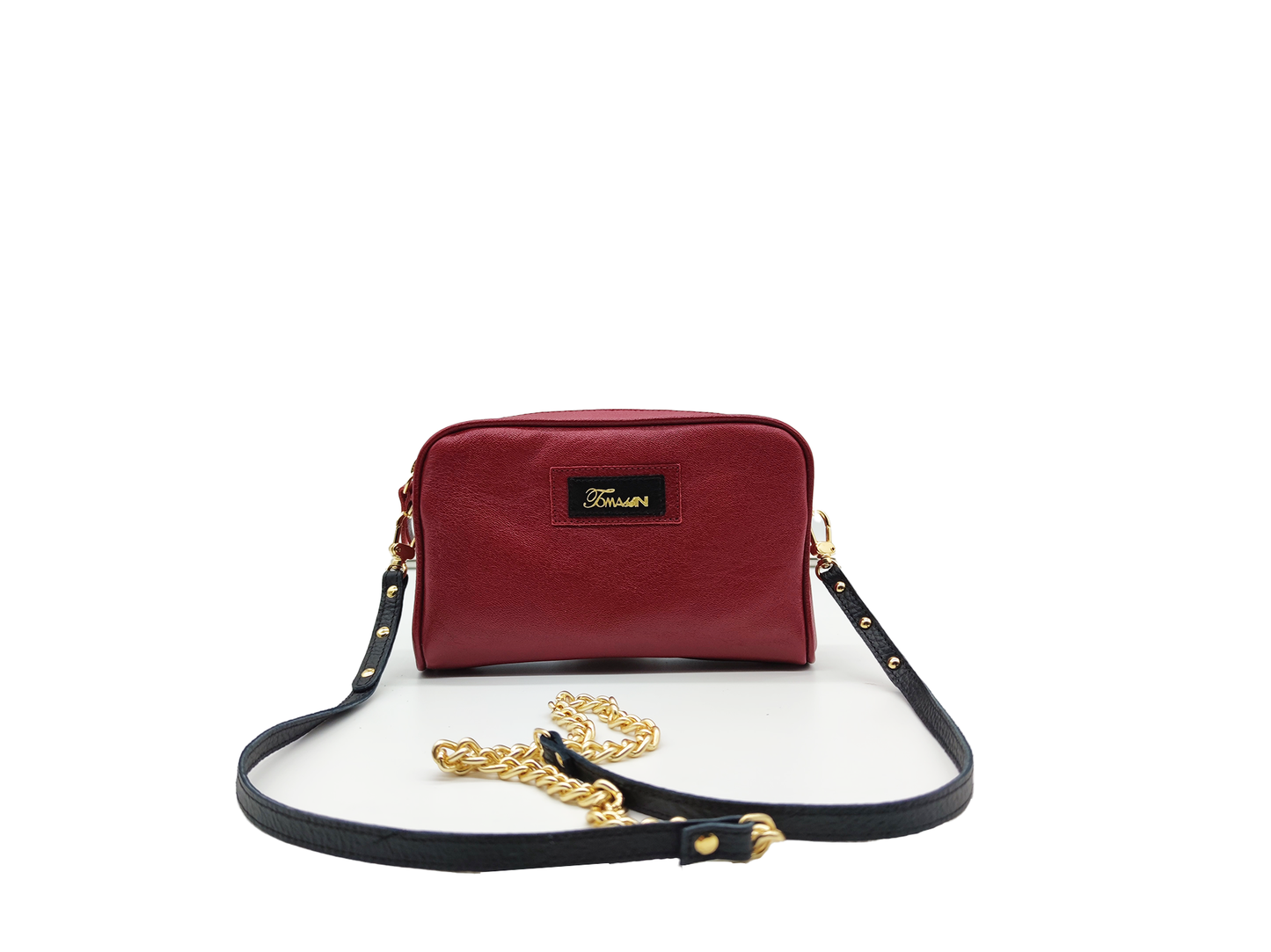 Borsa in pelle NINA magenta tracolla con catena